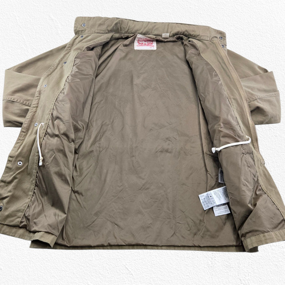 Levi’s Khaki Cotton Utility Field Jacket Hidden Hood Safari Style Size Medium - Picture 10 of 14